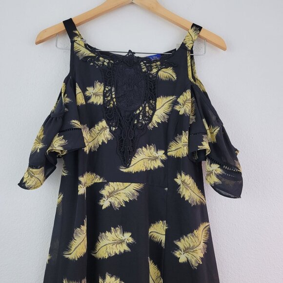 Disney Beauty and the Beast Dress Womens Sz M Black Chiffon Novelty Print Zipper - Picture 2 of 15